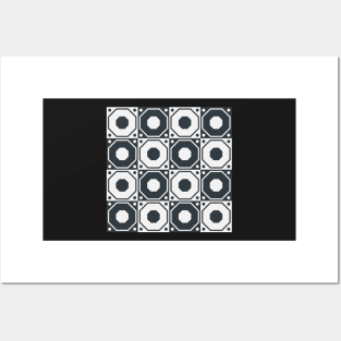 Mosaic Squares Black and White Posters and Art